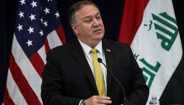 US Secretary of State Mike Pompeo faces the news media with Iraq's Foreign Minister Fuad Hussein at the State Department in Washington, US, August 19.