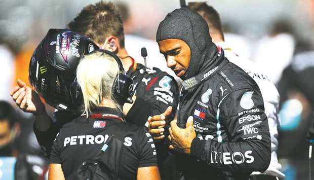 Mercedesu2019 Lewis Hamilton prepares for the Russian GP race at the Sochi Autodrom on Sunday. (Reuters)