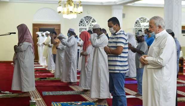 Absentee funeral prayer for the late Kuwait Amir Sheikh Sabah Al-Ahmad Al-Jaber Al-Sabah held at Qatar mosques after Ishaa prayer Wednesday.  PICTURES: Naushad Thekkayil, Shaji Kayamkulam & Shemeer Rasheed