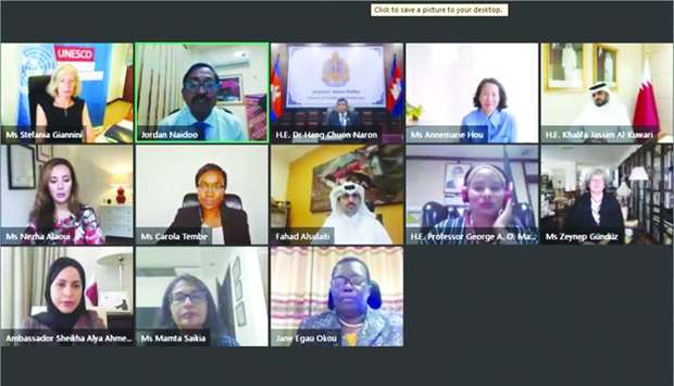 HE Sheikha Alya Ahmed Saif al-Thani and other panellists at the event.