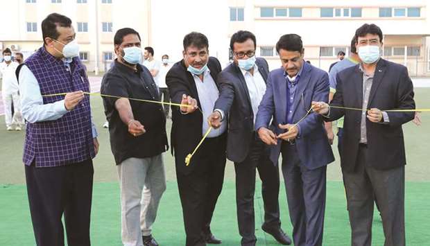 From left: Syed Shoukath Ali, Binu Kumar, Mohamed Ibrahim, Salim Kainikkara, Dr MP Hassan Kunhi and Gul Khan at the inauguration of the Warriors Sports Centre.