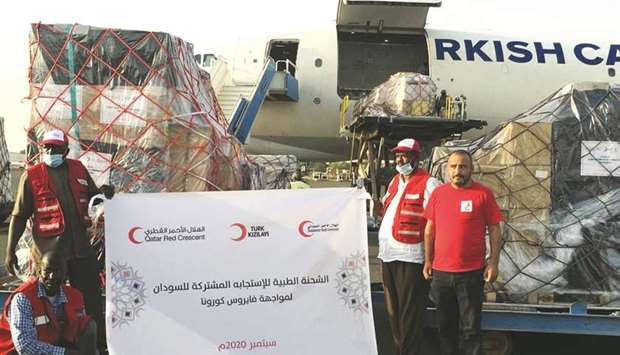 The cargo was delivered at Khartoum International Airport, containing 12.5 tonnes of medical equipment and materials.