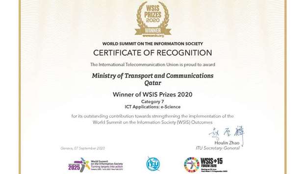 Qatar wins WSIS 2020 e-Science award