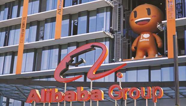 The Alibaba Group logo is seen at its headquarters in Hangzhou, Zhejiang province, China (file). Chinau2019s Internet is dominated by a handful of technology giants who have historically blocked links and services by rivals on their platforms, creating what analysts have described as u201cwalled gardensu201d.