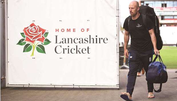 Englandu2019s Jack Leach leaves Old Trafford cricket ground after the fifth cricket Test match against India was cancelled due to Covid-19 concerns in Manchester on September 10, 2021. (AFP)