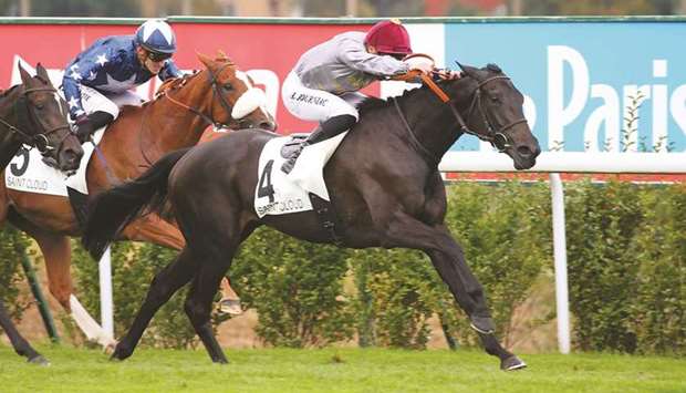 Hugo Journiac rides Mellow to victory in the Prix Du Haras De La Hume at Saint-Cloud in France on Tuesday. (Scoopdyga)