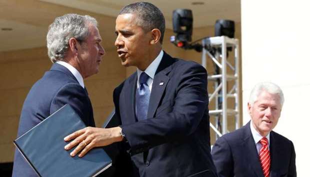(From left) George W Bush, Barack Obama, Bill Clinton. (Reuters)
