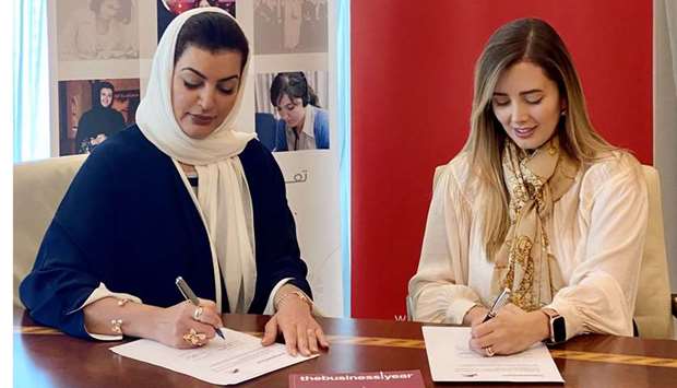 At the signing ceremony, QBWA was represented by its vice chairwoman, Aisha Alfardan, and Nataly Almanza, country manager of The Business Year.