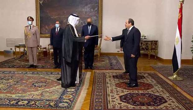 HE the President of the Arab Republic of Egypt Abdel Fattah Al Sisi receives the credentials of HE Salem bin Mubarak Al Shafi, Ambassador Extraordinary and Plenipotentiary of Qatar to Egypt.