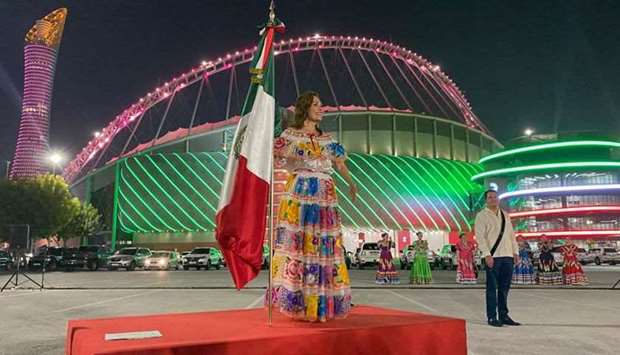 Khalifa International Stadium, The Torch Doha, and Sheraton Grand Doha Resort & Convention Hotel u2013 have been illuminated with the colours of the Mexican flag