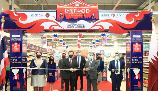 The ambassador of Thailand to the State of Qatar Nathapol Khantahiran and Dr. Mohamed Althaf, Director of Lulu Group International inaugurate the 'Thai Halal Products In-store Promotion in Qatar'.