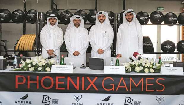 Organisers of the Phoenix Games fitness competition pose after a press conference yesterday.