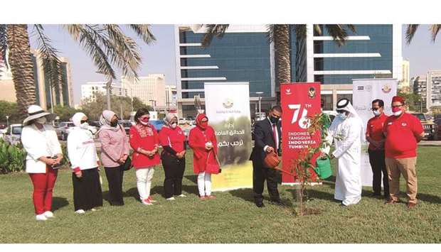 MME official Khalid Ahmed al-Sandy, Indonesiau2019s ambassador to Qatar Ridwan Hassan, and some community members attended the event at the Airport Park.