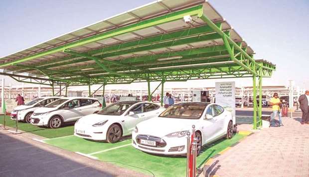 A file picture of the Tarsheed photovoltaic station for energy storage and charging electric vehicles.