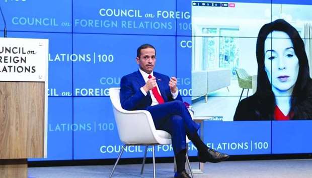 HE the Deputy Prime Minister and Minister of Foreign Affairs Sheikh Mohamed bin Abdulrahman al-Thani speaking at the interview