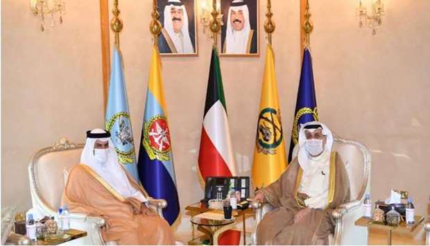 The Deputy Prime Minister and the Minister of Defense of Kuwait Hamad Jaber Al-Ali Al-Sabah meets with HE the Ambassador of Qatar to Kuwait Ali Abdullah Al Mahmoud