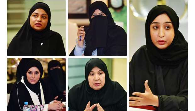 Clockwise from left: Fatima al-Abdulla, Amina Mubarak Jabr al-Mislam, Lawla Ammar al-Khuzaei, Naeema Abdulwahab Mohamed al-Mutawa,  and Mariam al-Mislmani