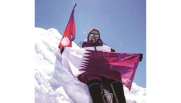 Sheikha Asma narrated the experience on her Instagram page. ,The Qatar flag has been raised for the first time on the top of Manaslu,, she said.