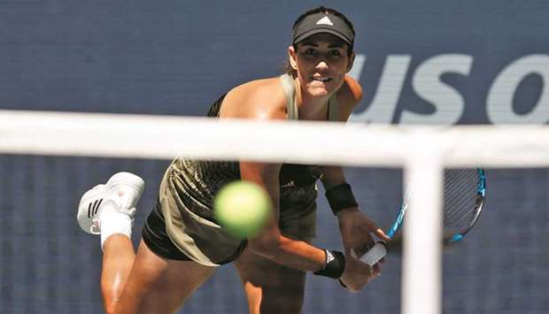 Garbine Muguruza of Spain serves against Victoria Azarenka (not pictured) of Belarus during their US Open third round match at USTA Billie Jean King National Tennis Center in Flushing neighbourhood of Queens, New York, yesterday. (USA TODAY Sports)