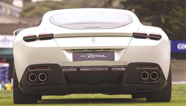 A Ferrari Roma at the 2021 Pebble Beach Concours du2019Elegance in Pebble Beach, California (file). Italy is in talks with the European Union on ways to shield supercar makers, including Ferrari and Lamborghini, from the phase-out of combustion engine vehicles by 2035, according to a minister in Mario Draghiu2019s administration.