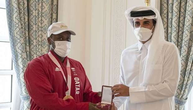 HH the Amir Sheikh Tamim bin Hamad al-Thani granted the hero Abdulrahman Abdulqadir Al Wajbah Decoration in recognition of his achievement of winning the bronze medal at the men's shot put competition at Tokyo 2020 Paralympic Games.