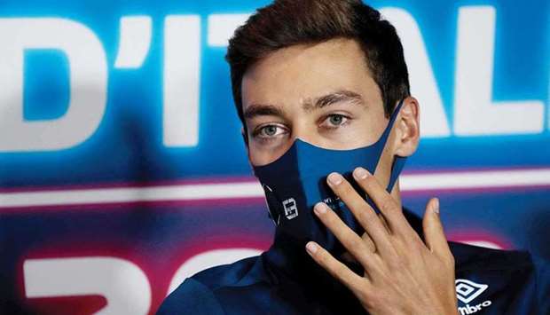 Williamsu2019 British driver George Russell attends a press conference at the Autodromo Nazionale Circuit in Monza yesterday. (AFP)