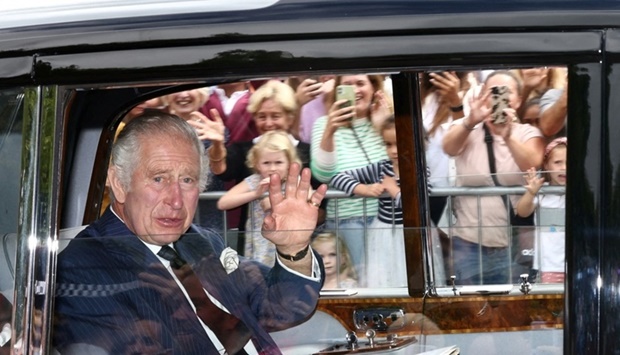 Britain's King Charles arrives at Buckingham Palace after the Accession Council ceremony during which he was proclaimed Britain's new monarch, following the passing of Britain's Queen Elizabeth, in London. REUTERS