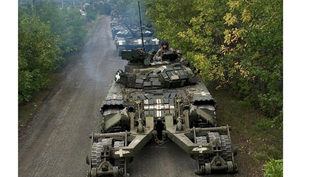 A column of tanks of the Ukrainian army during an offensive, amid the Russian invasion of Ukraine. AFP/Ukrainian Ministry of Defence.