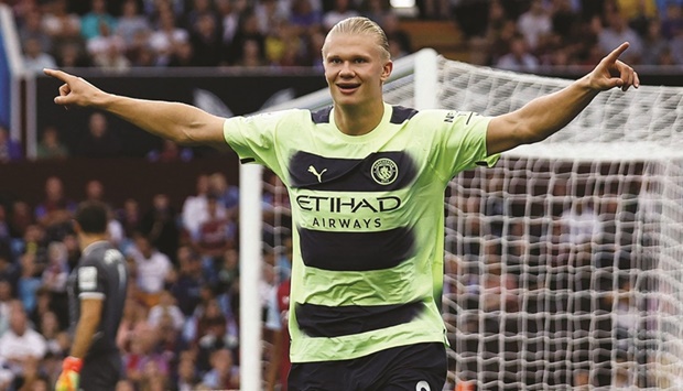 Manchester Cityu2019s Erling Braut Haaland has scored 13th goals in just nine appearances this season. (Reuters)