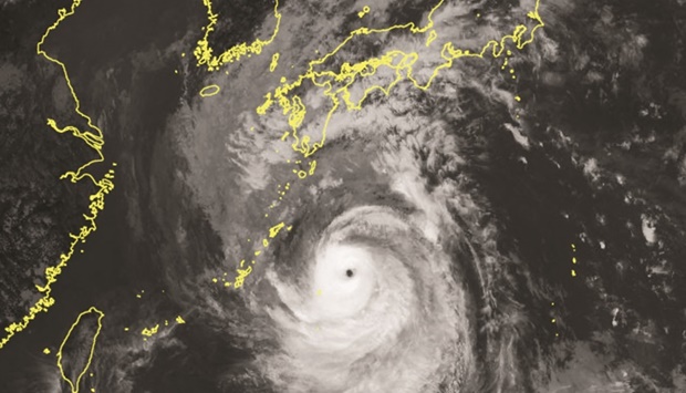 Satellite imagery shows Typhoon Nanmadol located near the southern remote islands of Japan.