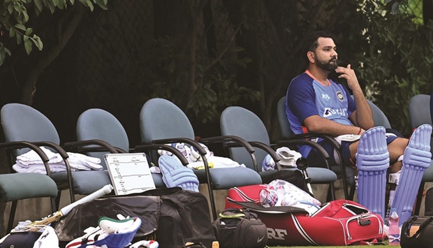 Indiau2019s captain Rohit Sharma attends a practice session at the Punjab Cricket Association Stadium in Mohali ahead of their first Twenty20 international against Australia. (AFP)