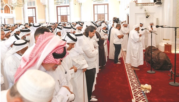 A large number of people attended the funeral prayers of Sheikh Yusuf al-Qaradawi at the Mohammed bin Abdul Wahab Mosque on Tuesday.. (PICTURE: Noushad Thekkayil)