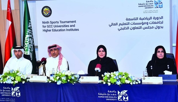 Officials announcing details of the 9th edition of the GCC Sports Tournament for Universities and Higher Education Institutes. PICTURE: Thajudheen.