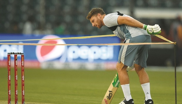 Englandu2019s Jos Buttler is seen before the start of the fifth T20I against Pakistan in Lahore on Wednesday. (AFP)