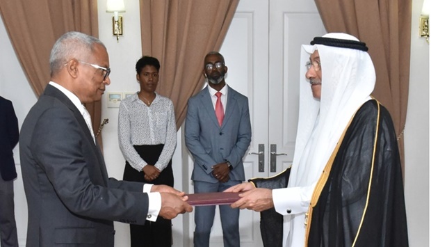 The President of the Republic of Cabo Verde Jose Maria Neves receives the credentials of HE Saad bin Ali Al Mohannadi as Ambassador (non-resident) Extraordinary and Plenipotentiary of #Qatar to #CaboVerde