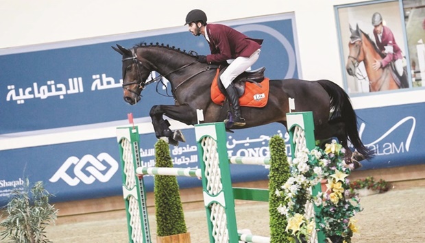 Mohamed Khalifa al-Baker astride Verona in action during the Qatar Equestrian Tour u2013 Longines Hathab at the Qatar Equestrian Federationu2019s Indoor Arena on Saturday.