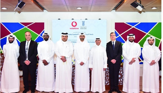 UDST, Vodafone Qatar officials at the signing ceremony