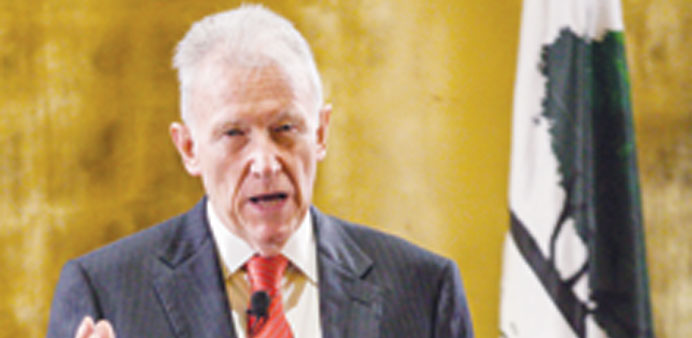 Hoagland during a lecture at GU-Q in Doha.