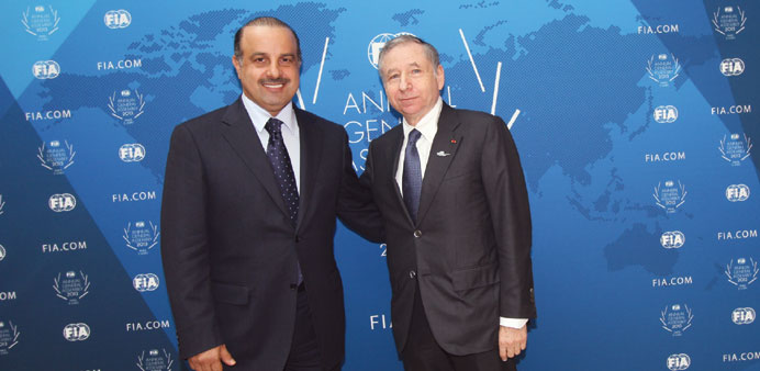 Qatar Motor and Motorcycle Federation president Nasser Khalifa al-Attiyah with FIA president Jean Todt.
