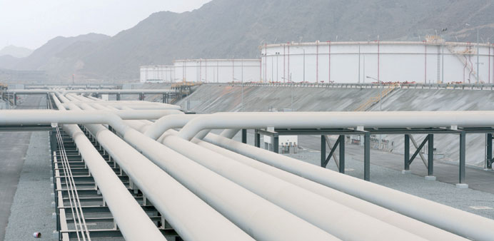 Oil transfer pipes and storage silos which form part of the Abu Dhabi Crude Oil Pipeline (Adcop), are seen at Fujairah port. UAE officials previously 