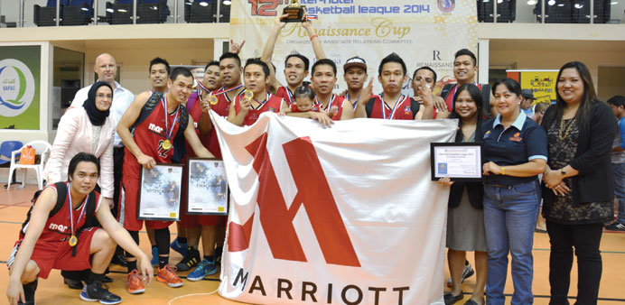 The Doha Marriott team in a jubilant mood after winning the 12th IHBL yesterday. PICTURE: Joey Aguilar