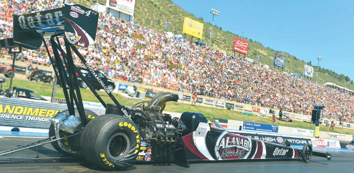 Qatar Al-Anabi Racing driver Shawn Langdon races in front of a capacity crowd in Morrison, Colorado, on Sunday.