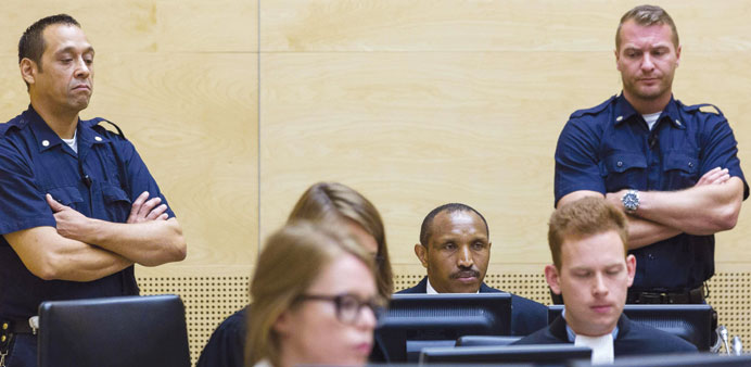 Congolese warlord Bosco Ntaganda sits in the courtroom of the  International Criminal Court (ICC) during the first day of his trial in The Hague yeste
