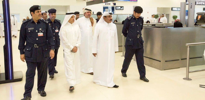 HE Jassim Seif Ahmed al-Sulaiti and Akbar al-Baker touring the airport to view the festivities.