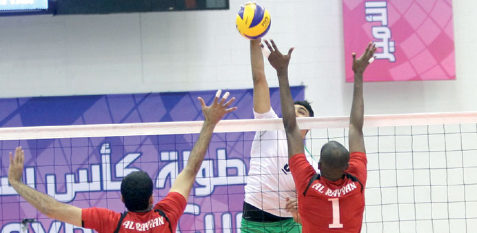 Rayyan and Al Ahl  players battle for supremacy.