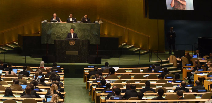 Xi Jinping, President of China, speaks at the United Nations Sustainable Development Summit