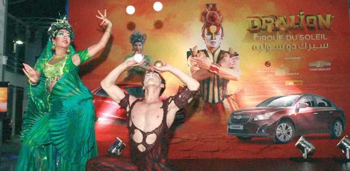 Oceane - the goddess of water - and a juggler performing at the Khalifa showroom. PICTURES: Nasser TK