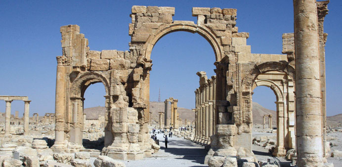 A file picture shows the Arch of Triumph in Palmyra.