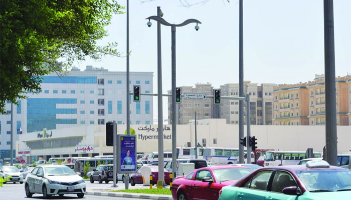 One of the new surveillance cameras on a major street in Doha PICTURE: Noushad Thekkayil