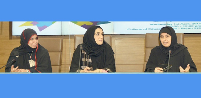  Dr Sadiq (right) addressing the seminar as other panellists look on.